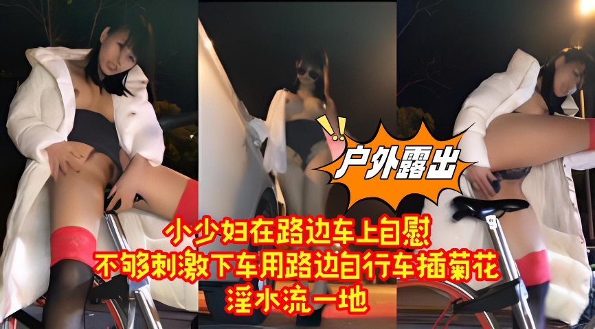 【户外暴露】④.④小少妇在路边车上自慰,不够刺激下车用路边自行车插菊花,淫水流一地