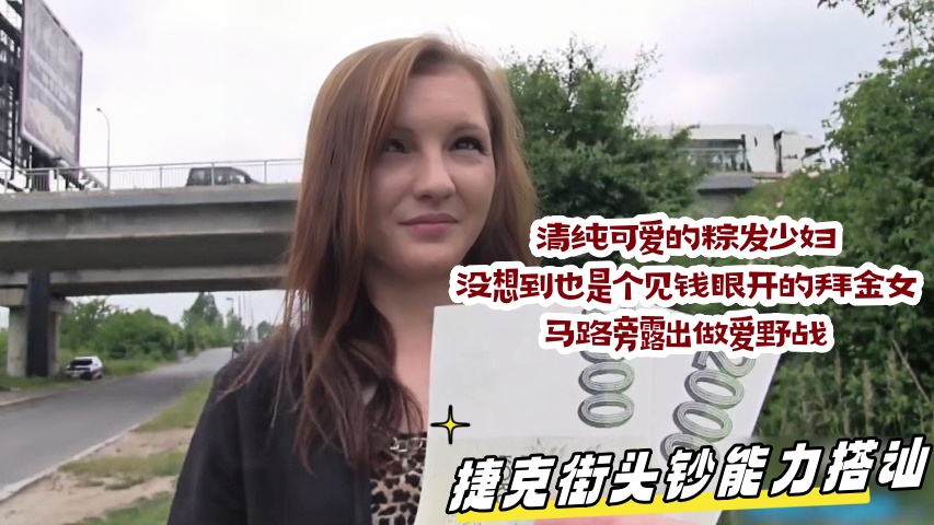 捷克街头钞能力搭讪清纯可爱的粽发少妇 没想到也是个见钱眼开的拜金女 马路旁露出做爱野战}